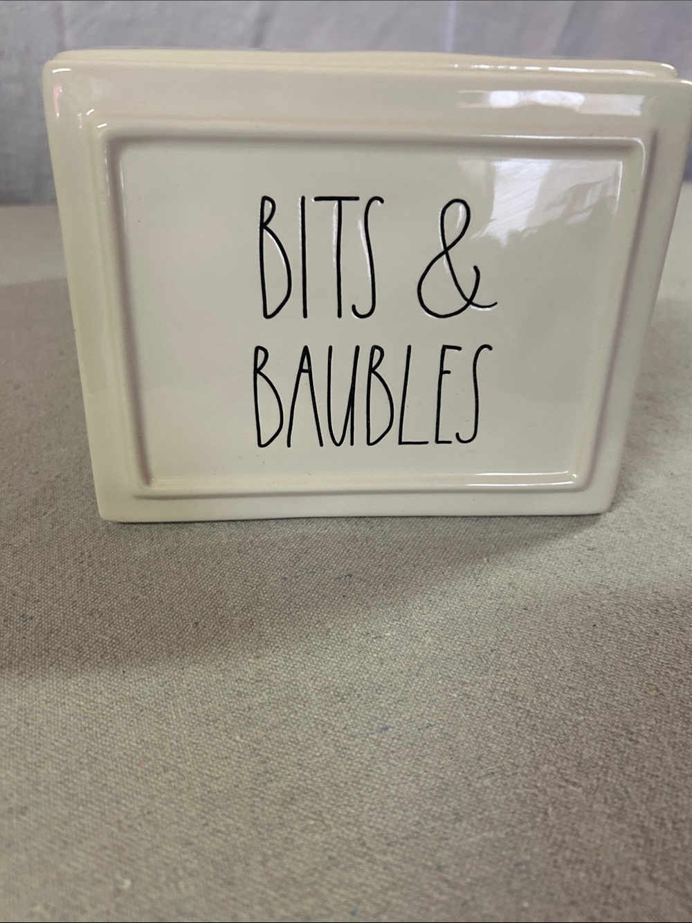 Rae Dunn Cream Ceramic 'BITS & BAUBLES' Organizer